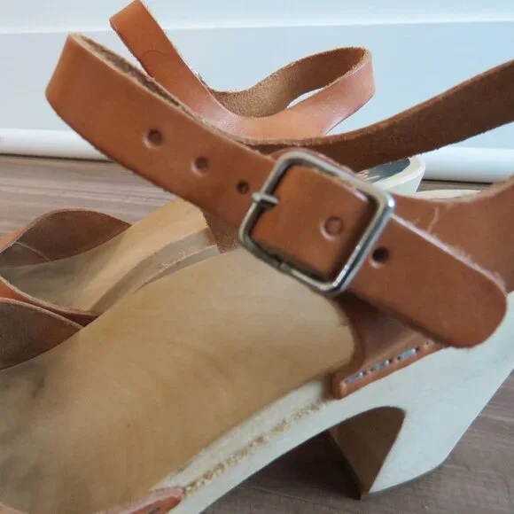 SWEDISH HASBEENS Leather Wooden Clogs 9.5-10 / NEED GONE! Make offer - Picture 6 of 15